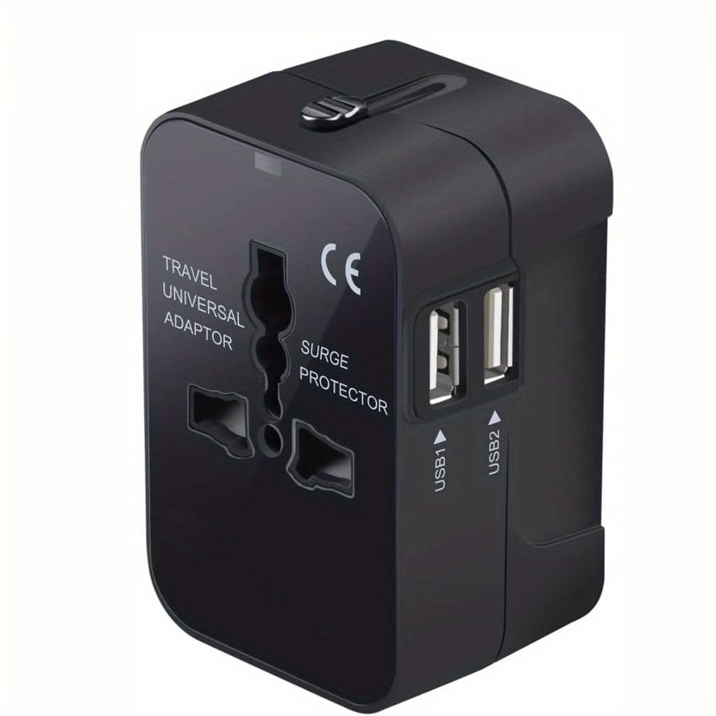 Universal Travel Adapter with Dual USB Ports – All-in-One