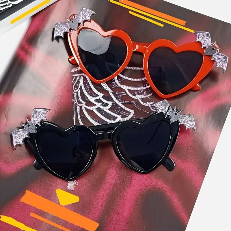 Peach Heart Bat Sunglasses for Women - Halloween Party Eyewear