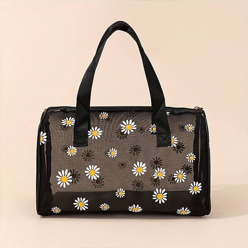 Vibrant Daisy Print Mesh Satchel Bag