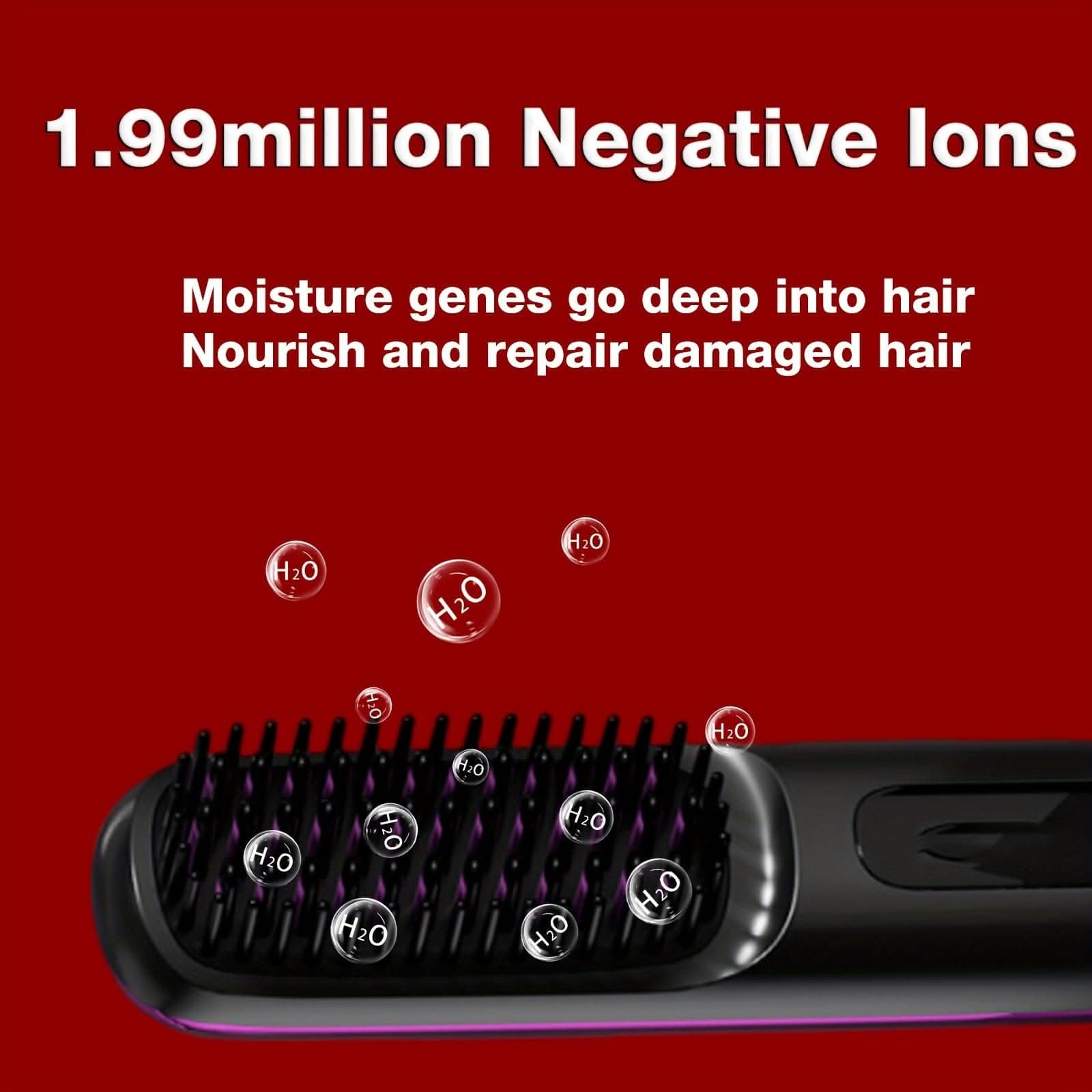 Cordless Hair Straightener Brush -Hot Comb with 3 Temp Settings