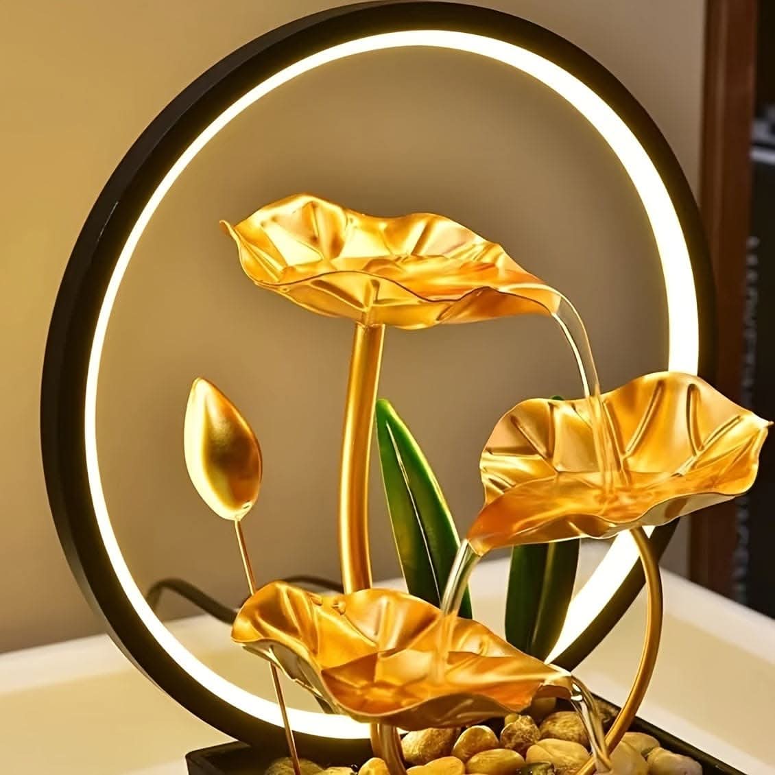 Mini USB Powered Tabletop Fountain - Natural Rocks, LED Lights & Soothing Sounds