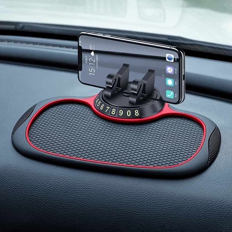 360° Rotating Car Dashboard Phone Mount – Anti-Slip Silicone Mat & Adjustable Holder