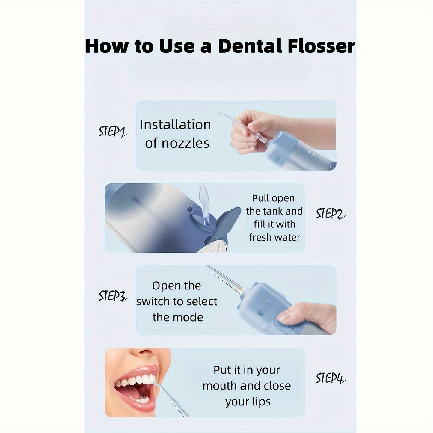Rechargeable Cordless Water Flosser – Portable Dental Oral Irrigator