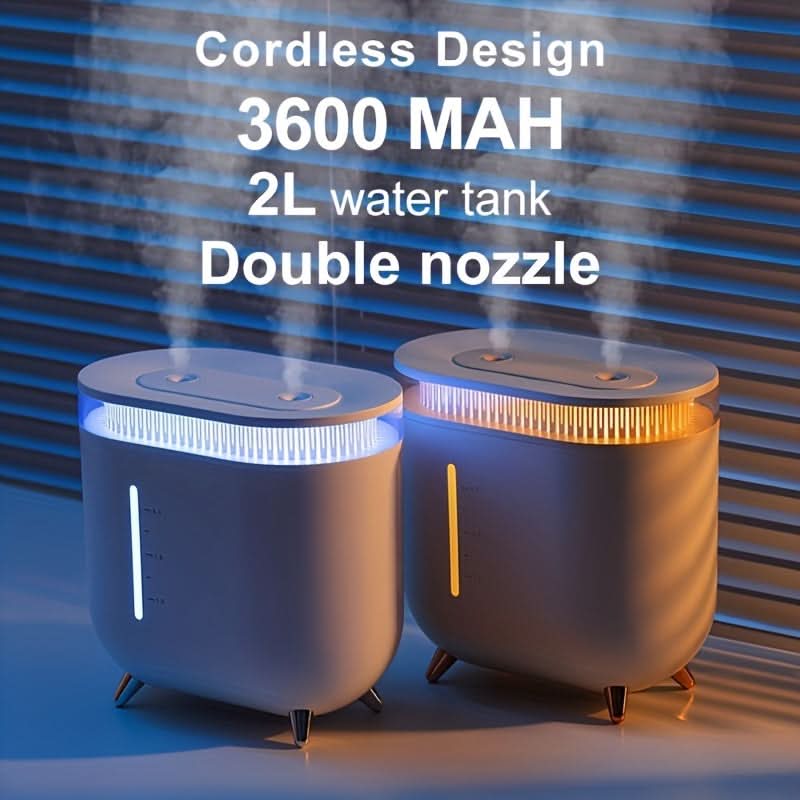 67oz Rechargeable Dual-Spray Humidifier with Night Light