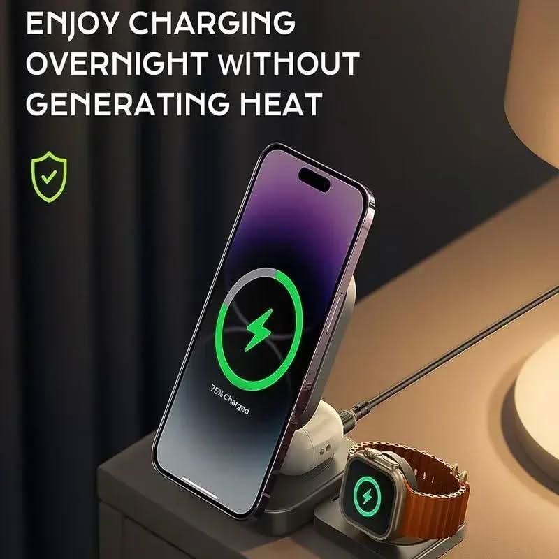 3-in-1 Foldable Wireless Charger Stand for iPhone, Air Pods & Apple Watch