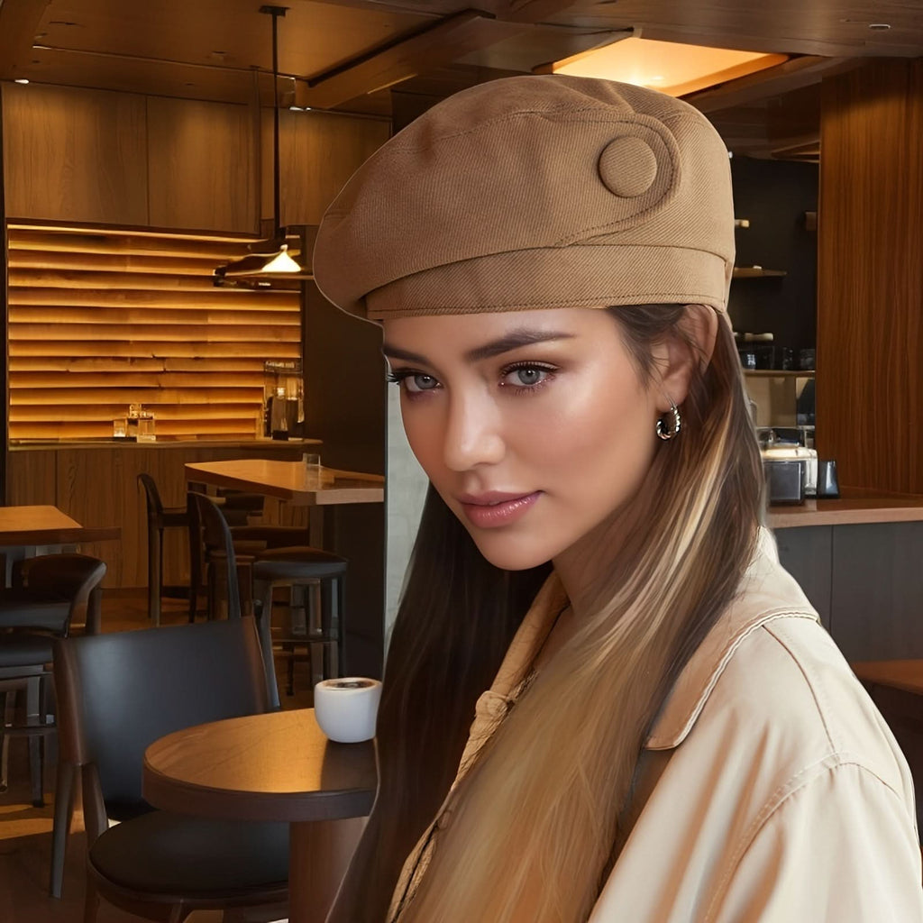 Elegant Women’s Beige Beret Hat – Sun Protection