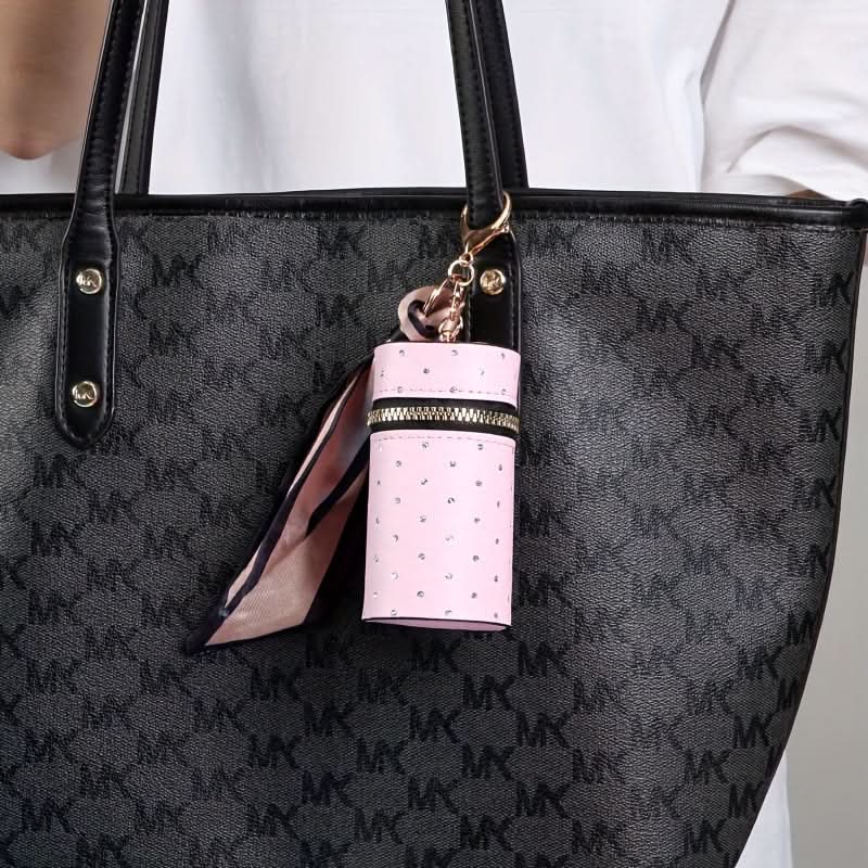Chic White Faux Leather Lipstick & Coin Holder