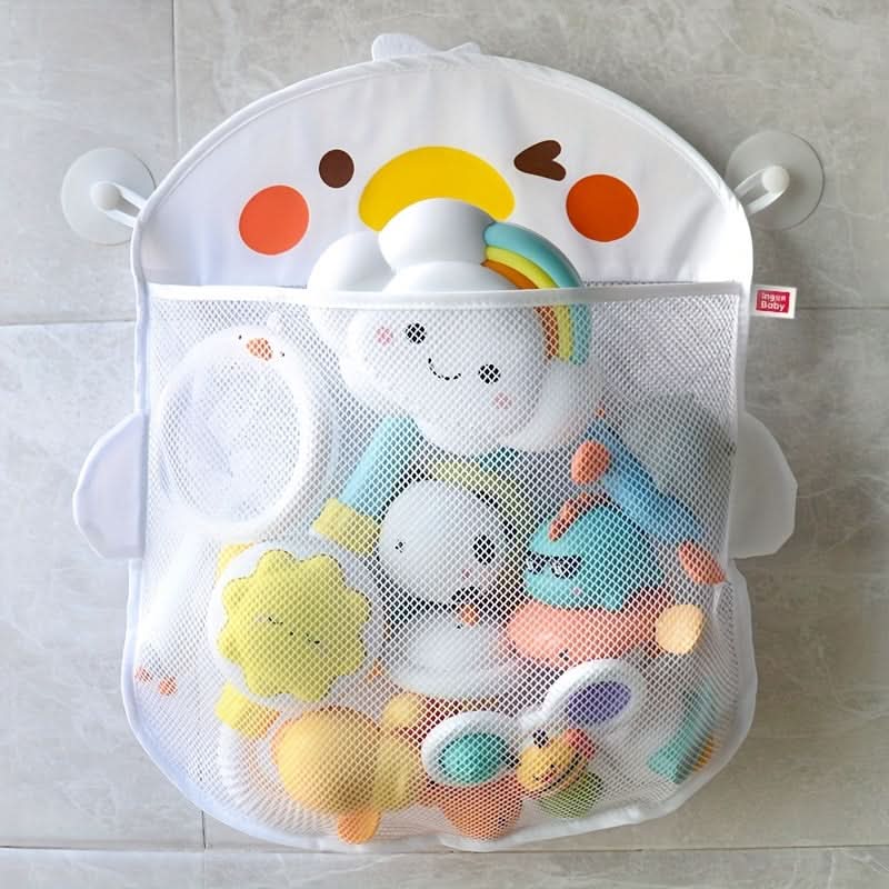 Cartoon Bath Net Bag with Suction Cup – Waterproof Baby Bath Storage Net