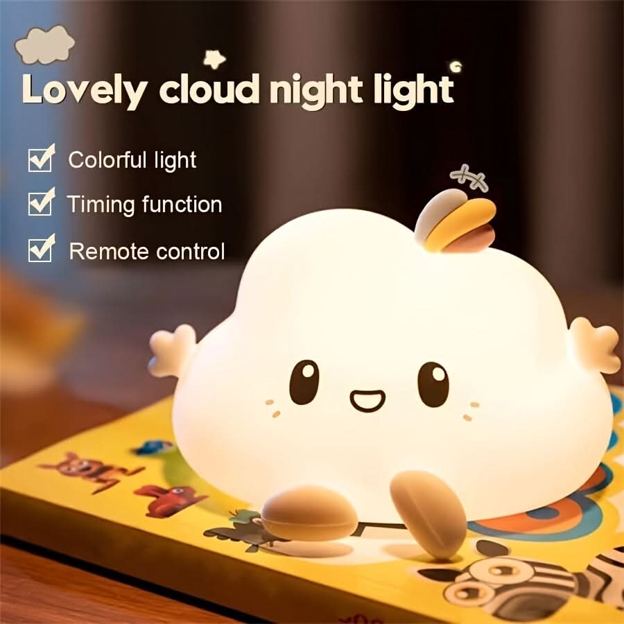 Cloud-Shaped LED Night Light - USB Rechargeable Touch Lamp for Bedside