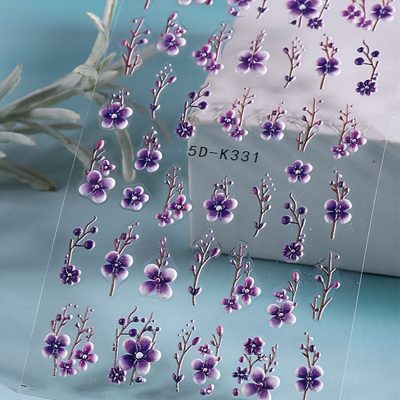 3-Piece 5D Embossed Nail Stickers Set