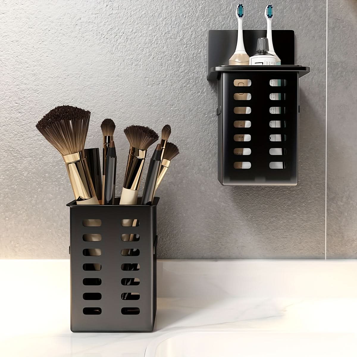 Wall-Mounted Toothbrush & Essentials Storage Rack