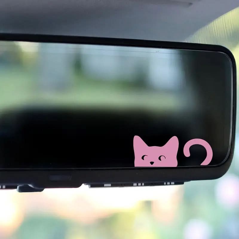 Peeking Cat Car Stickers – Cute Pink for Rearview Mirrors & Windows