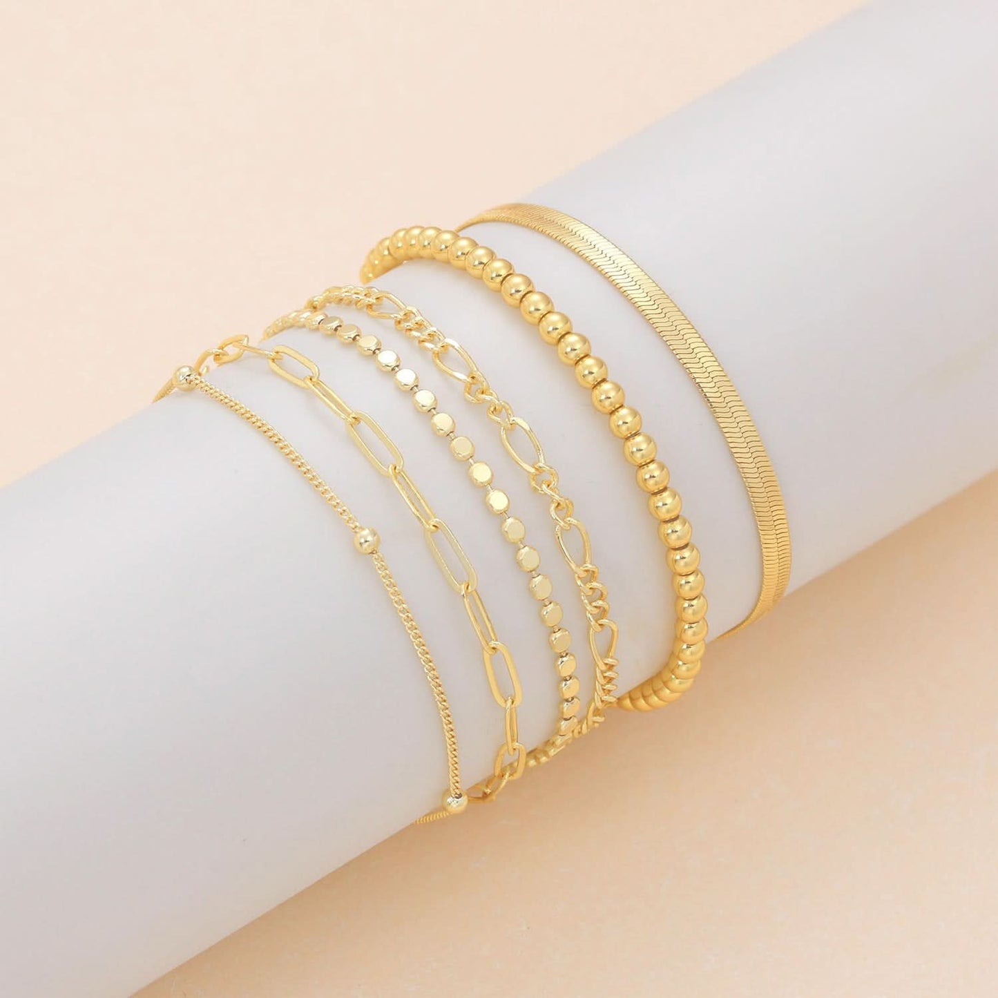Pack of 6 pcs. Dainty Chain Bracelets Set for Women