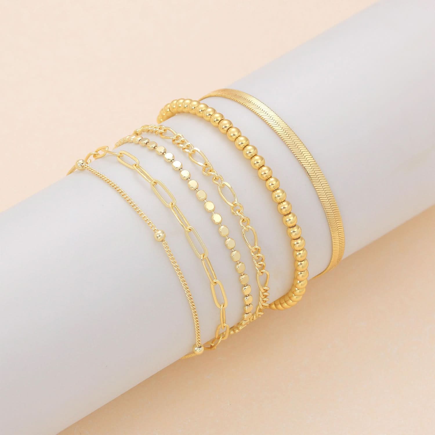 Pack of 6 pcs. Dainty Chain Bracelets Set for Women