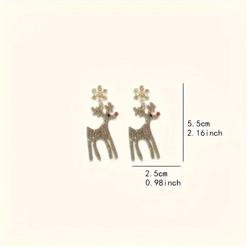 Snowflake Reindeer Pendant Earrings for Women