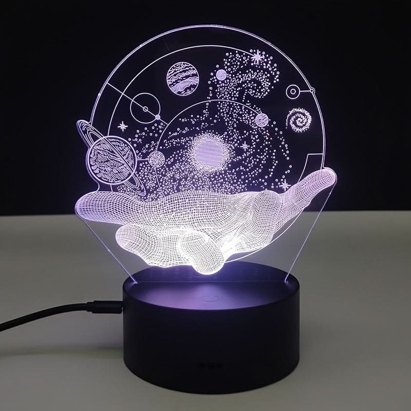 Cosmic Planet 3D Night Light - Colorful USB Powered, Touch Control Bedroom Decor