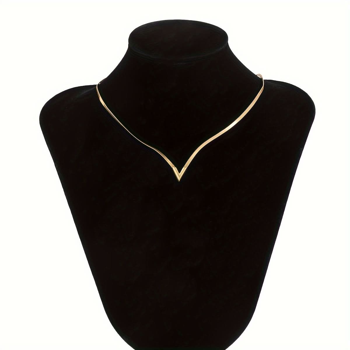 Silver V-Shaped Snake Chain Necklace, Minimalist Style