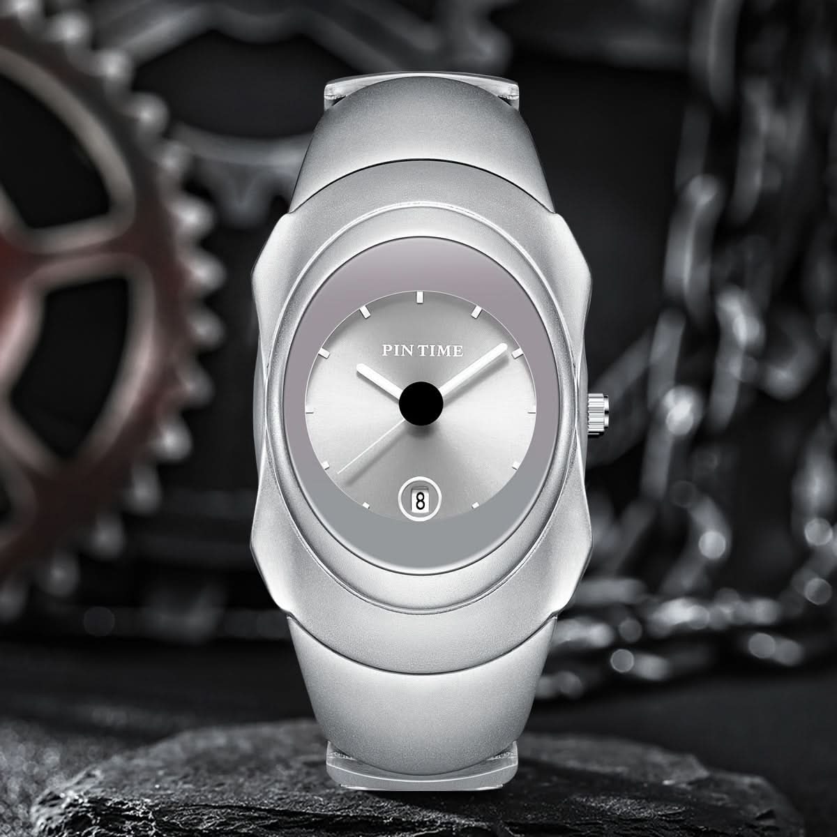 Men’s Ultra-Thin Quartz Business Watch – Stainless Steel Look, Date Display