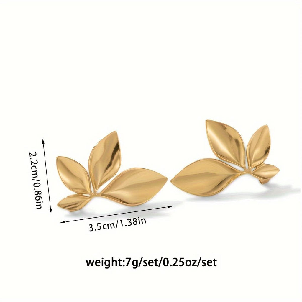 Vintage Leaf-Shaped Titanium Steel Pendant Earrings