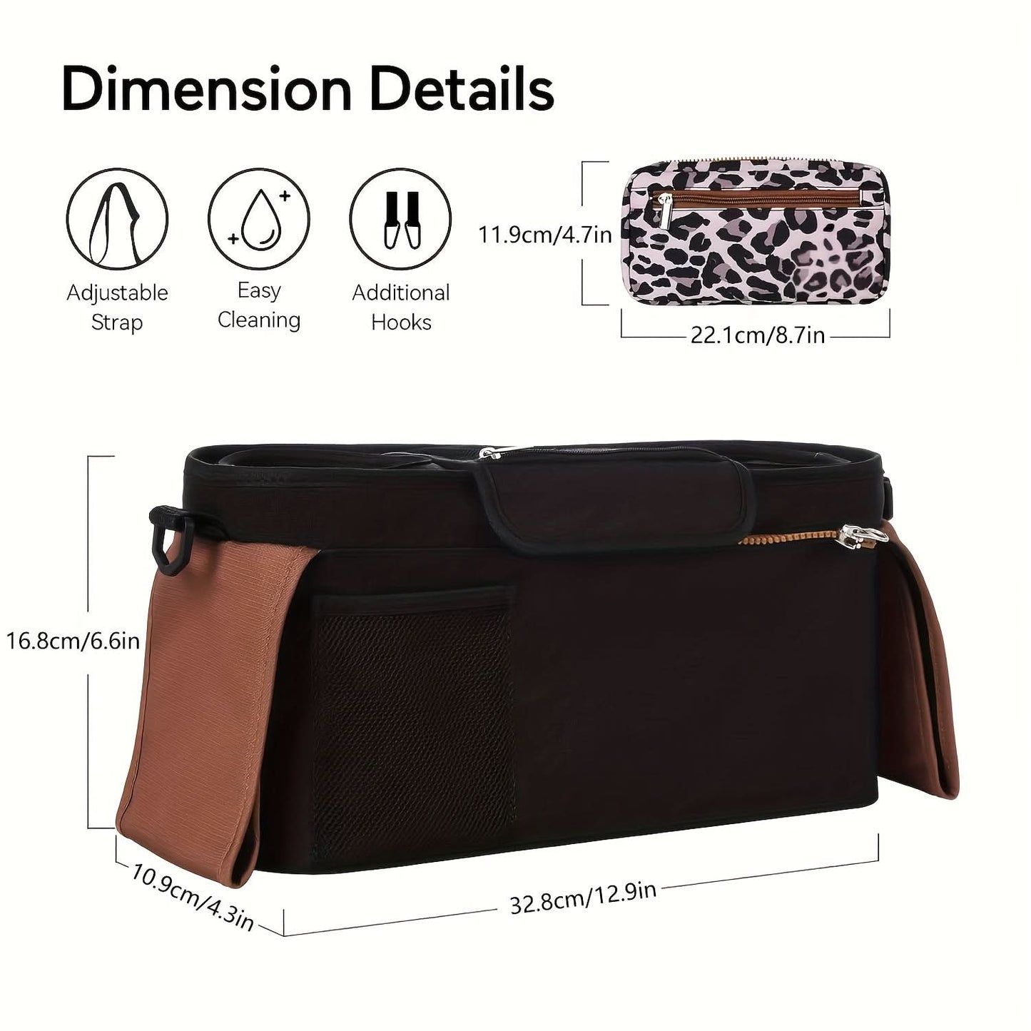 Large Capacity Durable Polyester Stroller Organizer Bag