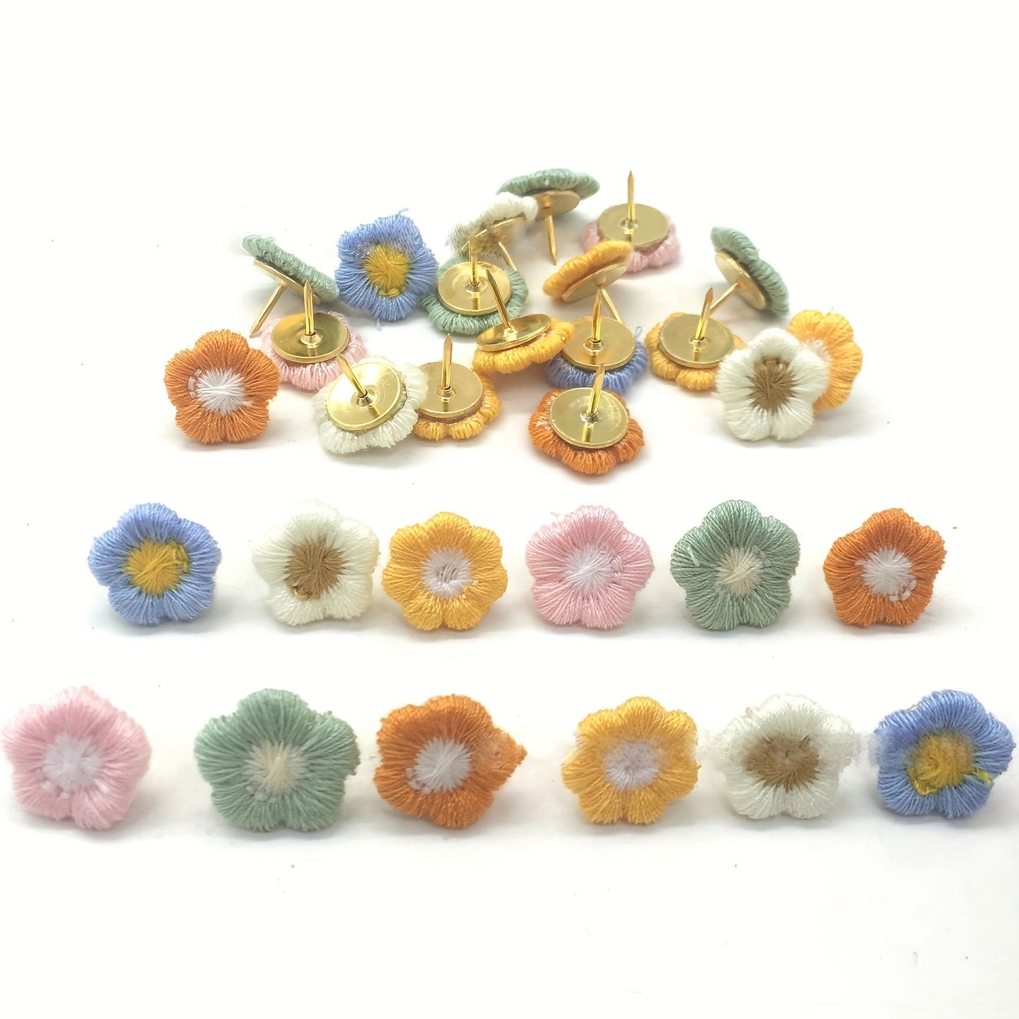 40-Pack Colorful Flower-Shaped Push Pins