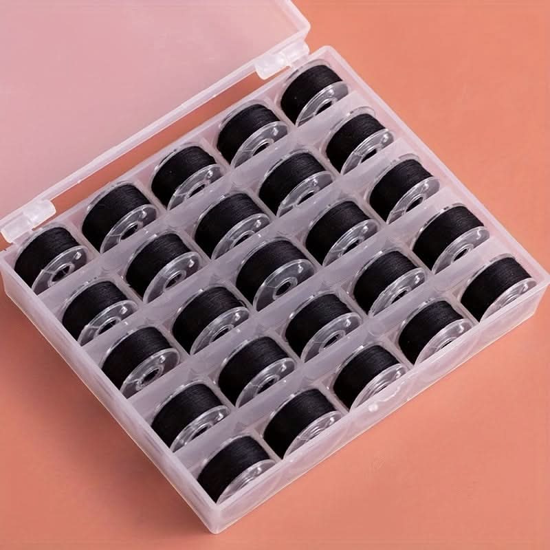 25/36pcs Deluxe Sewing Bobbin Set - Color-Coded Box with Pre-Threaded Bobbins