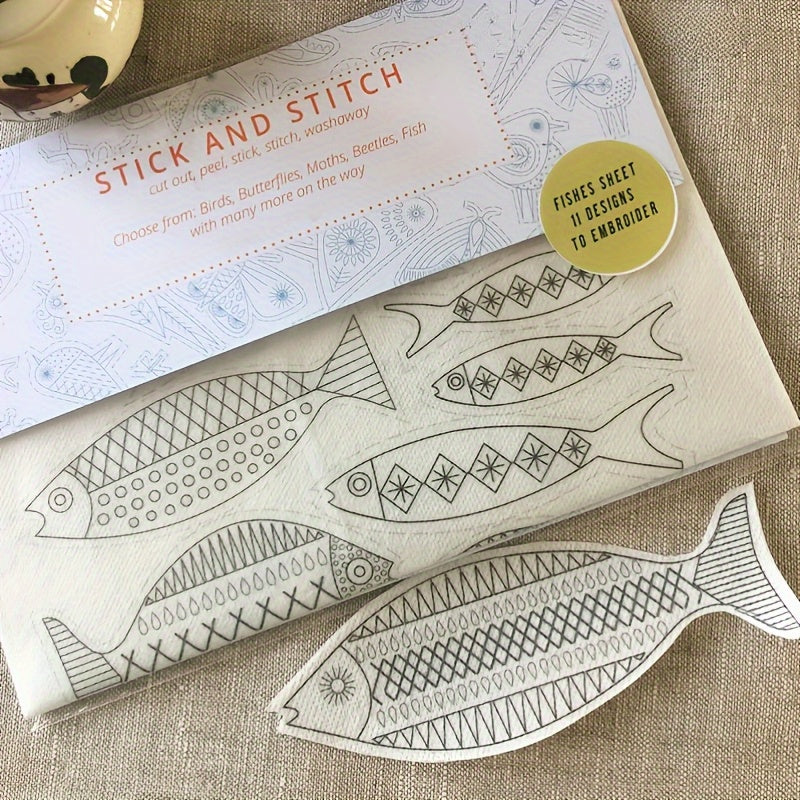 Embroidery Transfer Paper Kit – Water Soluble Stitch & Sew Set with Pre-Printed Patterns