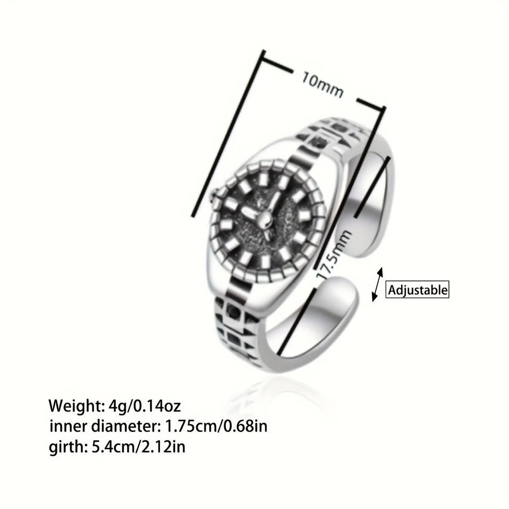 Vintage Watch Design Adjustable Statement Ring