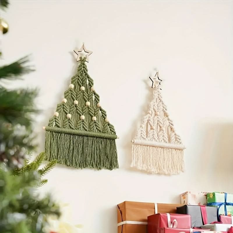 2-Piece Braided Christmas Tree DIY Kit - Handmade Cotton Rope Christmas Crafts