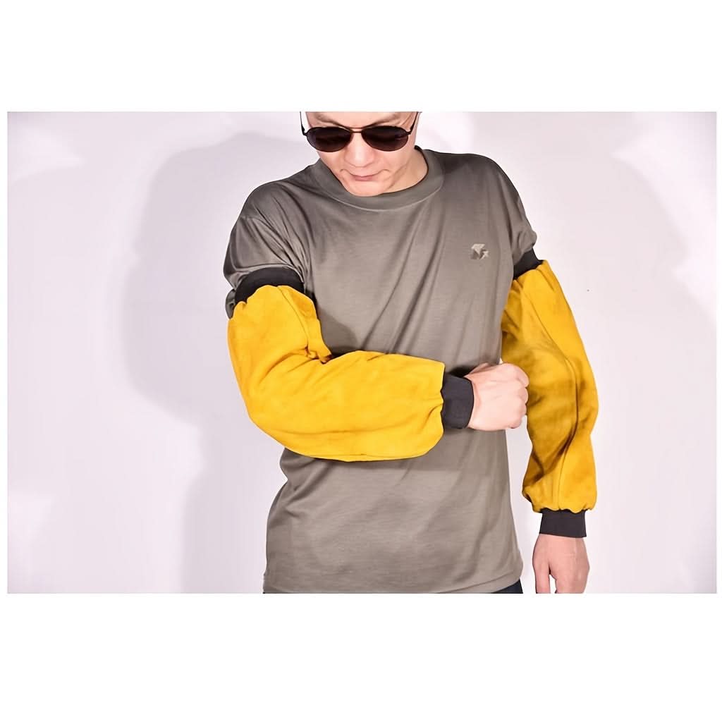Flame-Resistant Leather Arm Sleeves – Fireproof Safety Gear