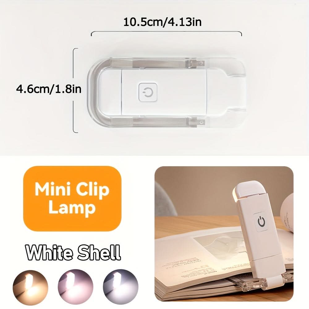 Compact USB Rechargeable Reading Light with Clip