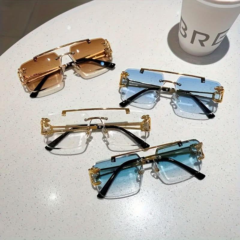 Vintage-Inspired Large Square Rimless Fashion Glasses