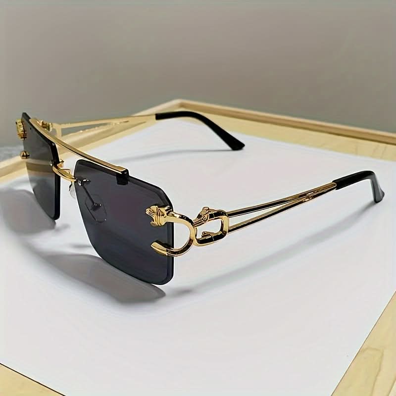 Vintage-Inspired Large Square Rimless Fashion Glasses