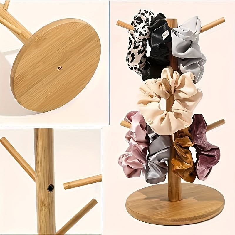 Wooden Tree Jewelry & Scrunchie Organizer Stand