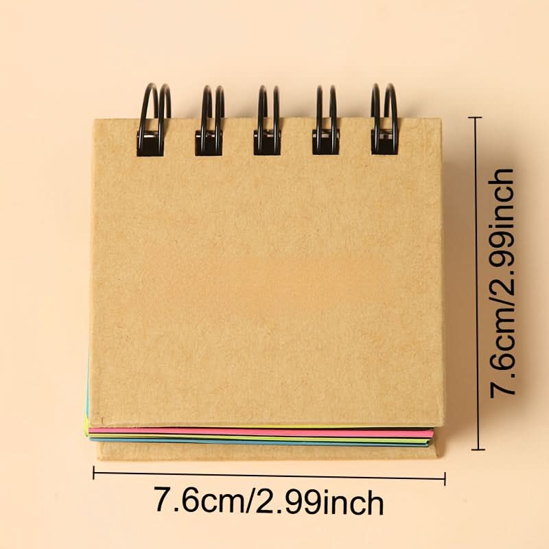 2-in-1 Kraft Paper Spiral Notebook with Sticky Notes – Artistic Loose-Leaf Journal