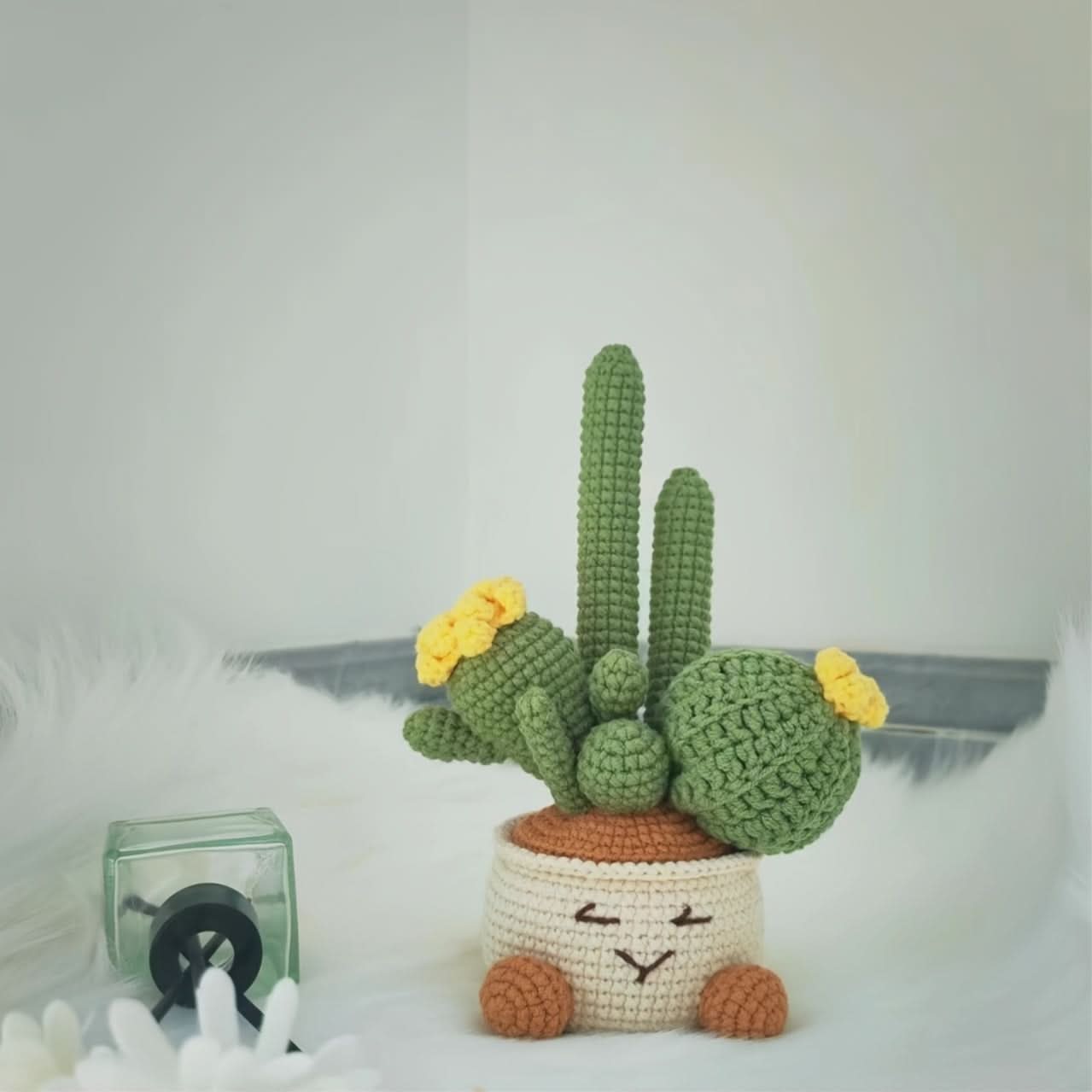 Handmade Crochet Cactus Artificial Plant with Container
