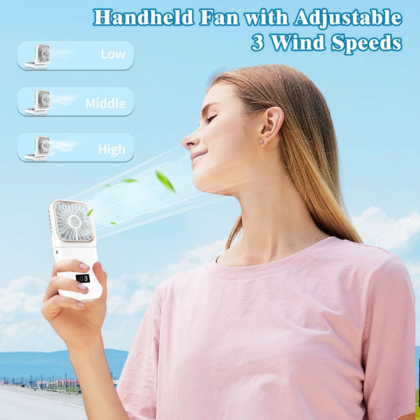 Portable Digital Display Neck Fan – Foldable with 3000mAh Battery