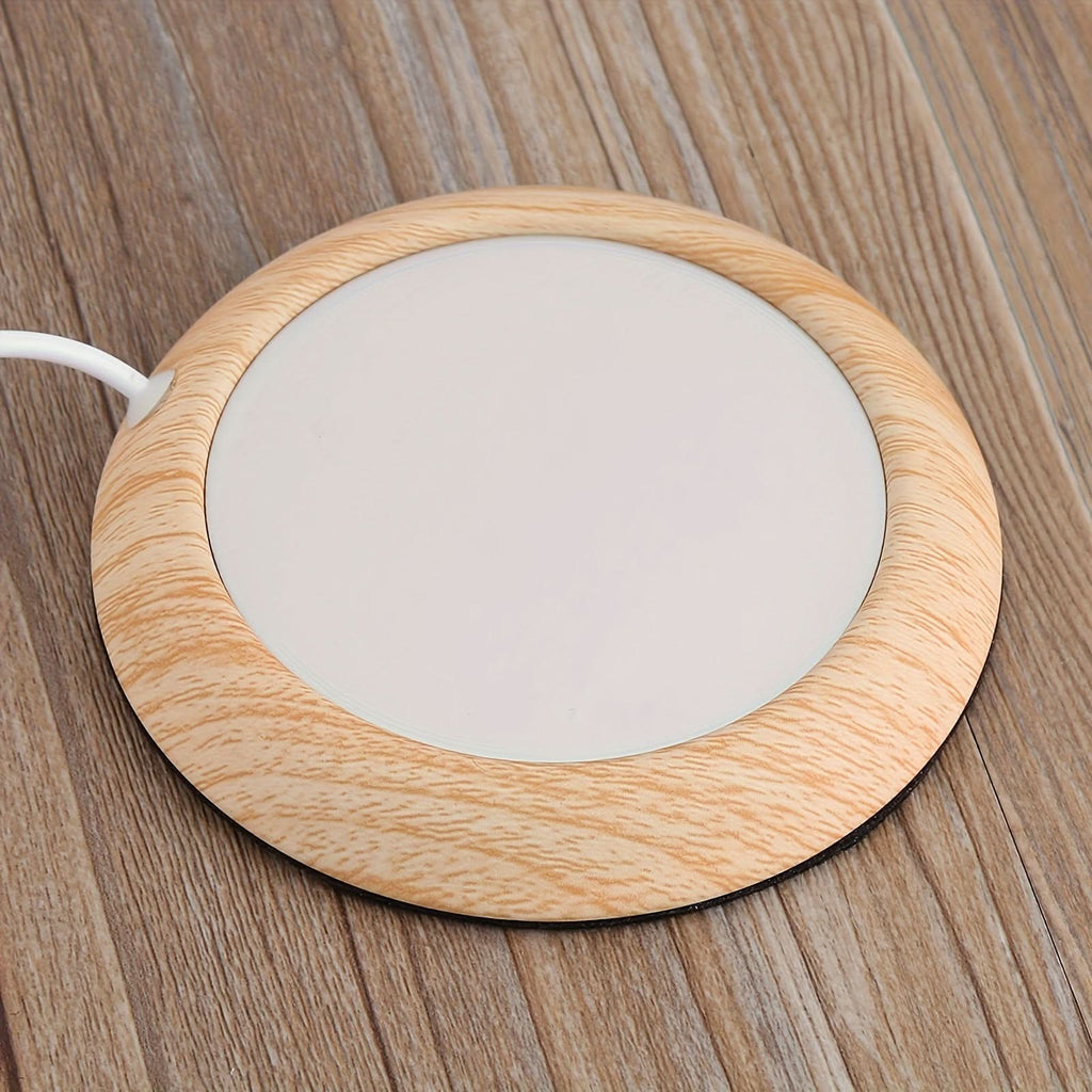 USB Wood Grain Coffee Mug Warmer Pad