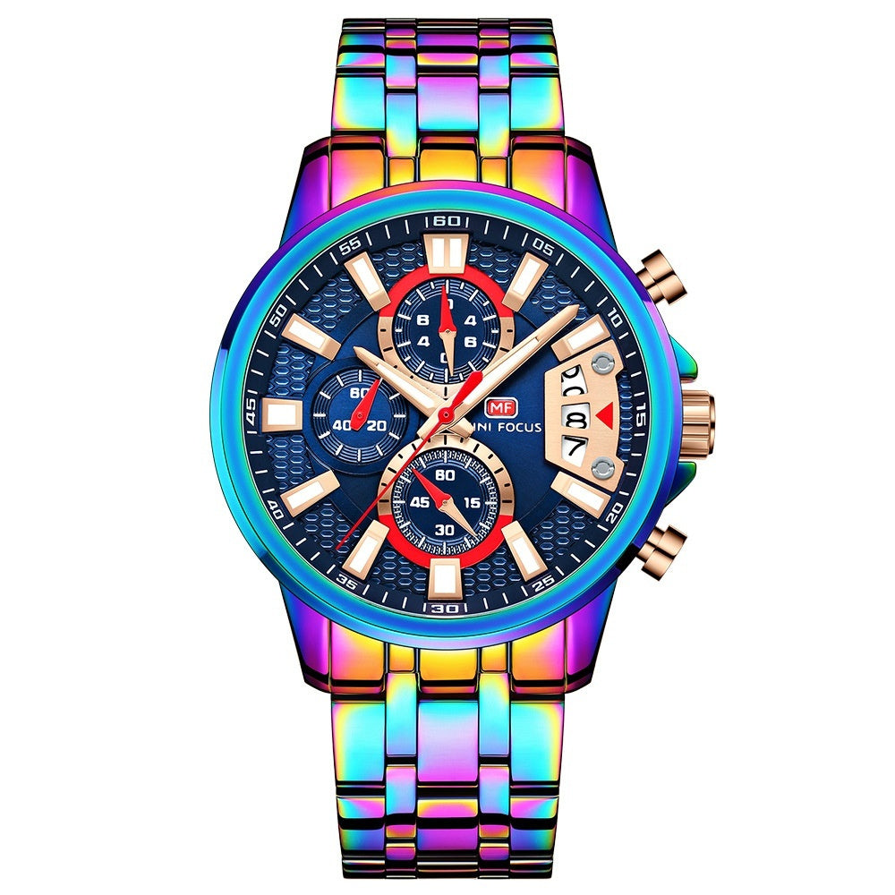 Mini Focus MF0352G Quartz Watch Magic Color Ring Multifunctional quartz watch for Men