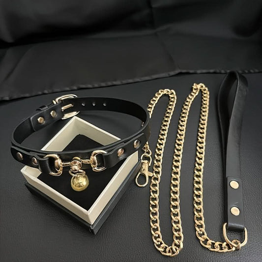Luxury Gothic Dog Collar with Bell & Leash