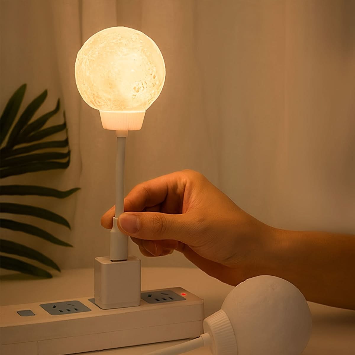 Voice-Activated Lunar Light Bedside Lamp