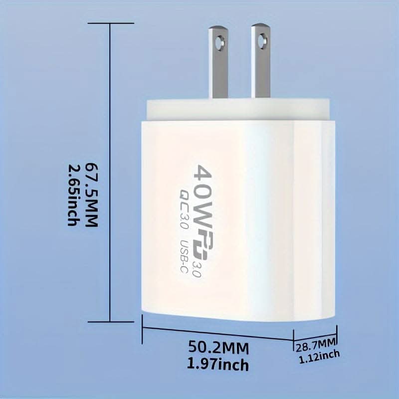40W USB-C Fast Charger – PD & QC 3.0 Compatible