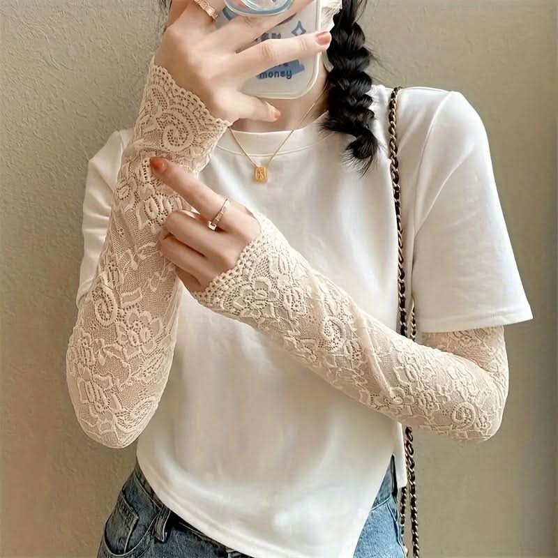 4 Pairs Women's Lace Sunscreen Arm Sleeves – Elegant Jacquard Summer Covers
