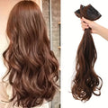 Volumizing Curly Hair Extensions for Women – Three-Piece Seamless Wavy Wig Set (Light Brown)