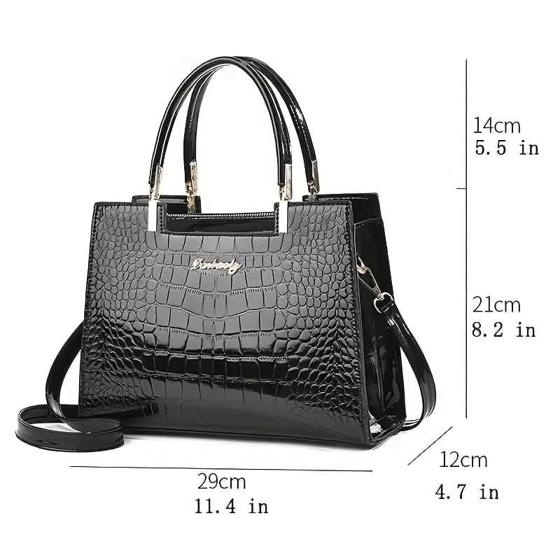 Large Capacity Crocodile Print Tote- Everyday Handbag with Spacious Interior and Design