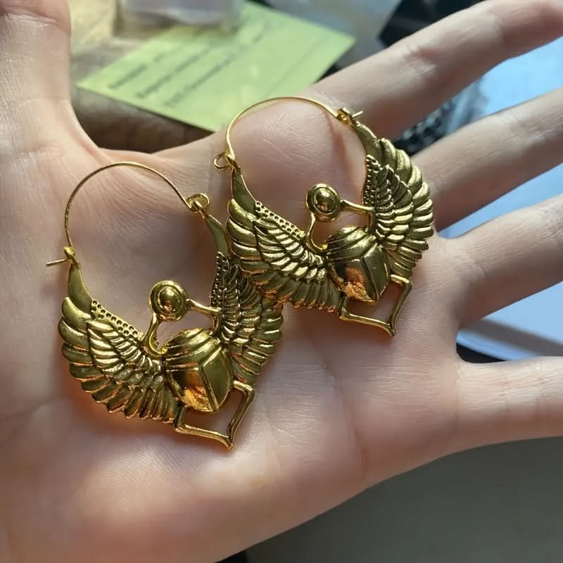 14K Gold Vintage Beetle Punk Earrings