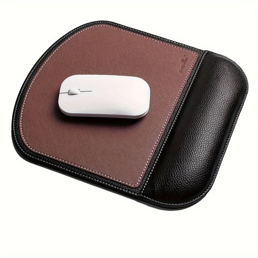 Leather Mouse Pad with Wrist Rest – Ergonomic, Non-Slip, PU