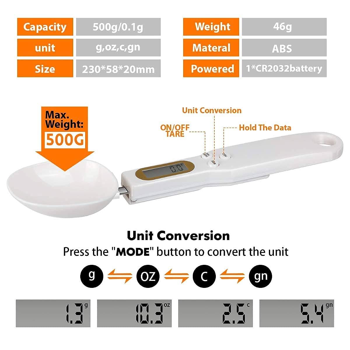 Portable Digital Kitchen Spoon Weighing Scale