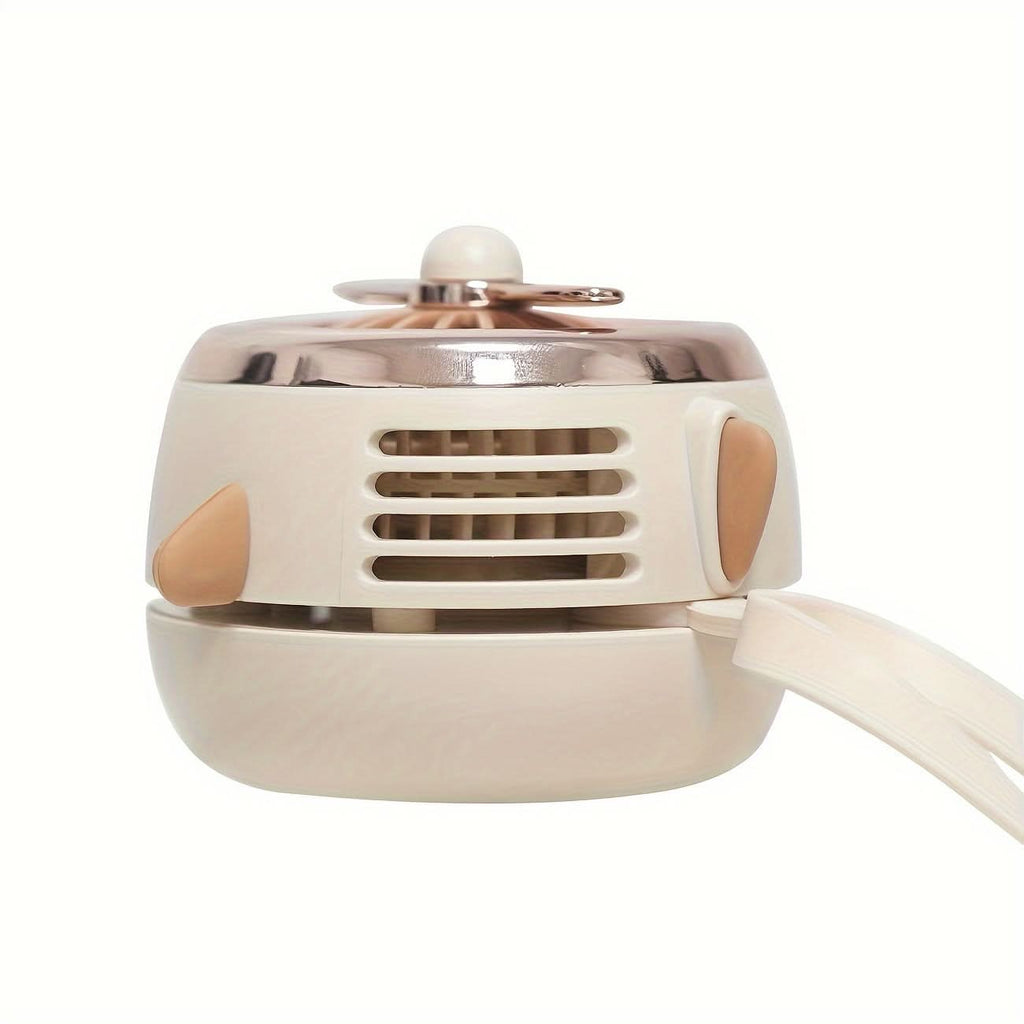 Lotus Pink Wearable USB Fan – Hands-Free Rechargeable with Power Display