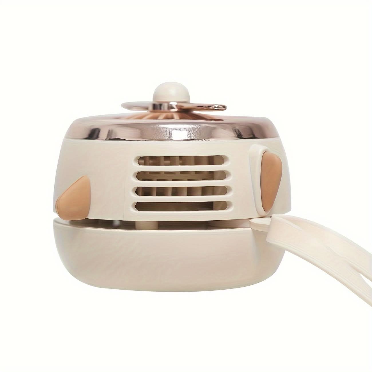 Lotus Pink Wearable USB Fan – Hands-Free Rechargeable with Power Display